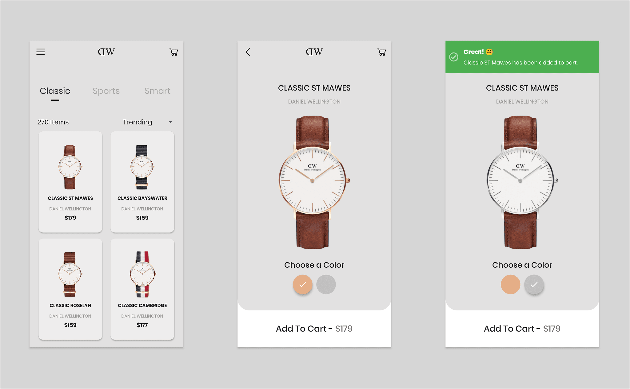 Flutter Quick UI - Watch Shop